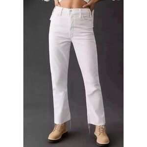 Mother The Hustler Ankle Fray Corduroy Pants Hal Chalk White Size 33 Granola